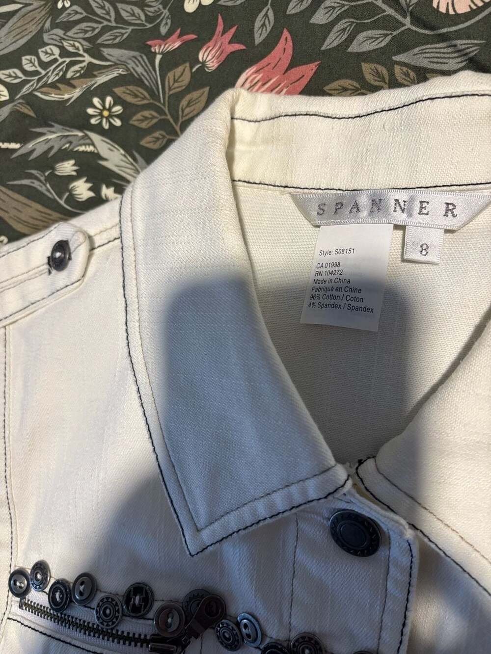 Spanner White Denim Vest with Studded Detail, Size 8 - Picture 6 of 10